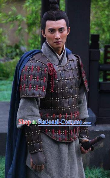 Traditional Ancient Chinese Han Dynasty General Li Yi Helmet and Armour Replica Costume for Men