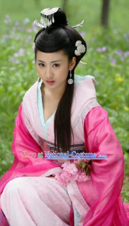 Ancient Traditional Chinese Han Dynasty Imperial Consort Zhao Hede Hanfu Dress Embroidered Replica Costume for Women