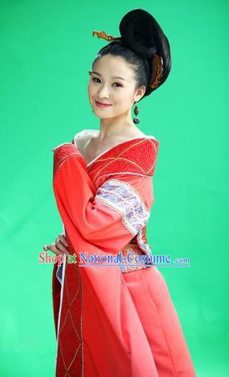 Ancient Traditional Chinese Han Dynasty Authoress Imperial Consort Ban Hanfu Dress Replica Costume for Women