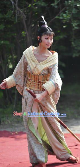 Ancient Chinese Han Dynasty Court Maid Hanfu Dress Replica Costume for Women