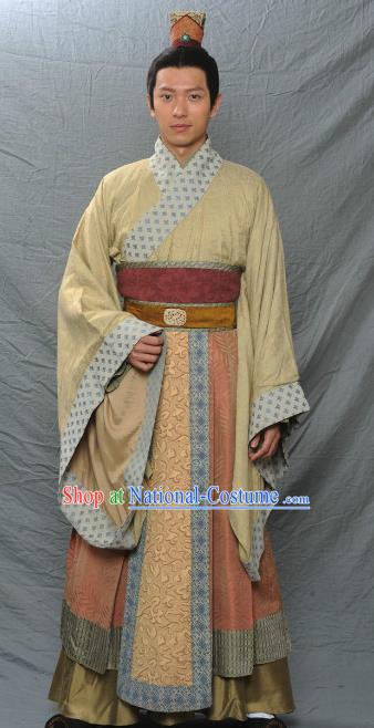 Traditional Ancient Chinese Three Kingdoms Period Nobility Childe Replica Costume for Men