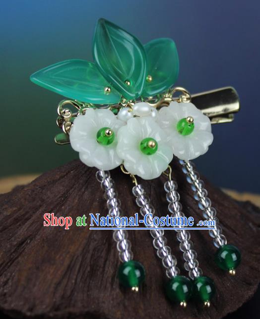 Chinese Ancient Handmade Hair Accessories Classical Hairpins Jade Flowers Hair Claw for Women