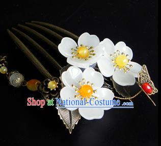 Chinese Ancient Handmade Hair Accessories Hairpins Classical Hanfu Flowers Tassel Hair Comb for Women