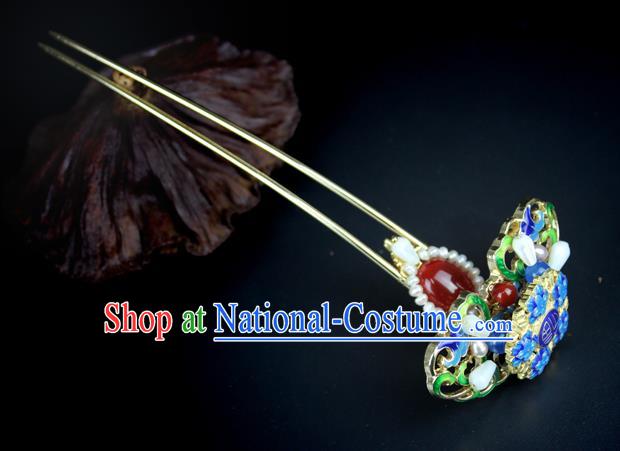 Chinese Ancient Handmade Hair Accessories Wedding Hair Clip Classical Hanfu Blueing Hairpins for Women