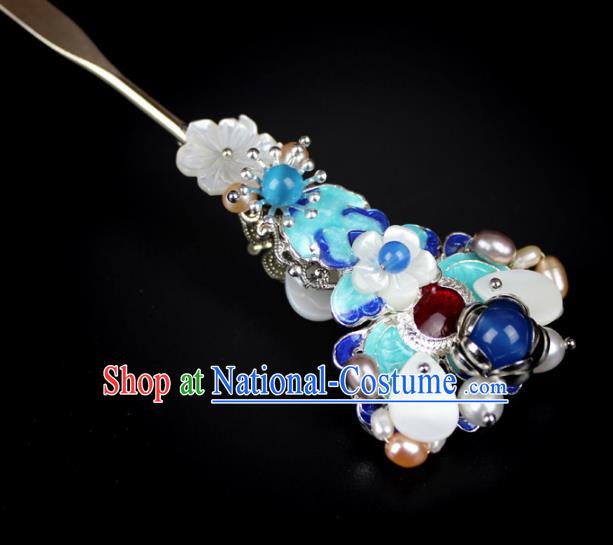 Chinese Ancient Handmade Hair Accessories Blueing Hair Clip Classical Hanfu Hairpins for Women