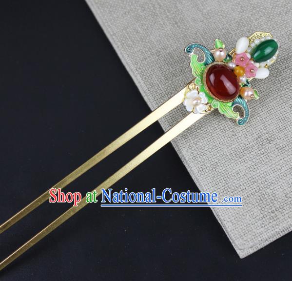 Chinese Ancient Handmade Hair Accessories Pearls Hair Clip Classical Hanfu Agate Hairpins for Women