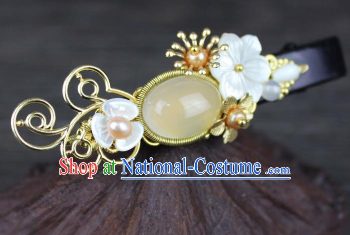 Chinese Ancient Handmade Hair Accessories Hair Claw Classical Hanfu Agate Hairpins for Women