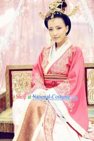 Chinese Ancient Wei and Jin Dynasties Imperial Concubine Li Embroidered Hanfu Dress Replica Costume for Women