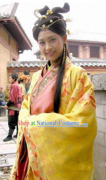 Chinese Ancient Han Dynasty Palace Lady Imperial Concubine Embroidered Hanfu Dress Replica Costume for Women