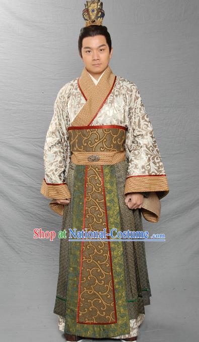 Chinese Ancient Eastern Han Dynasty Swordsman Feudal Lord Liu Qi Replica Costume for Men