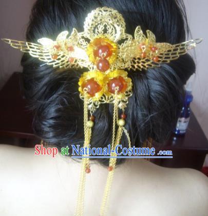 Chinese Handmade Ancient Bride Butterfly Hairpins Hair Accessories Classical Hanfu Phoenix Coronet for Women