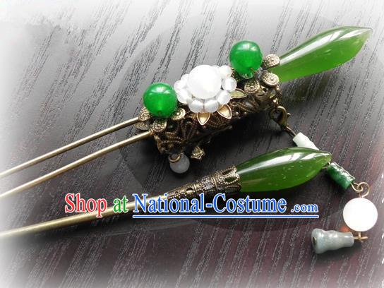 Chinese Handmade Ancient Agate Hairpins Hair Accessories Classical Hanfu Hair Clip for Women