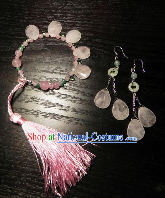 Chinese Handmade Ancient Accessories Crystal Bracelets and Earrings for Women