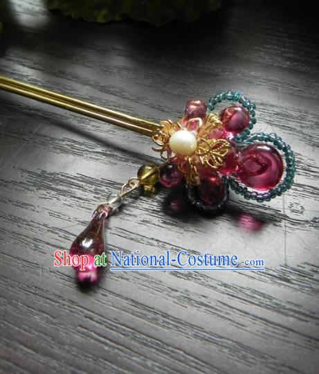 Chinese Handmade Ancient Hairpins Hair Accessories Classical Hanfu Crystal Hair Stick for Women