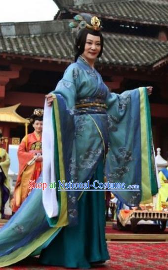 Chinese Ancient Northern and Southern Dynasties Qi Kingdom Empress Dowager Lou Zhaojun Replica Costume for Women