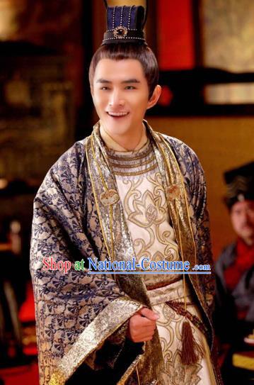 Chinese Ancient  Five Dynasties and Ten Kingdoms Shu Kingdom Prince Meng Qiyun Replica Costume for Men