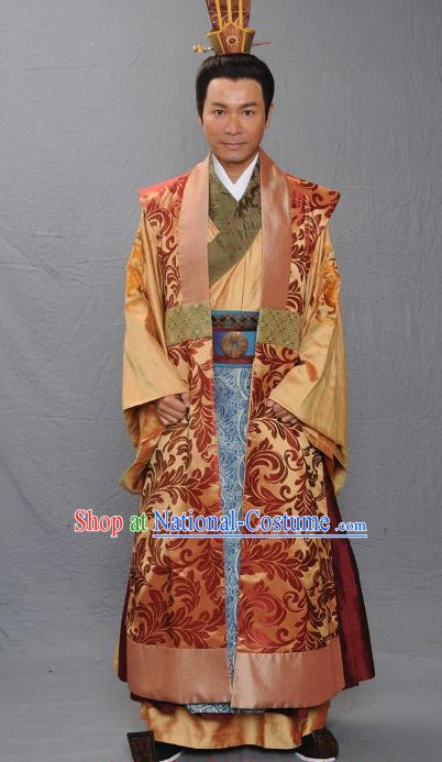 Chinese Ancient Warring States Period Qi Kingdom King Monarch Tian Pijiang Replica Costume for Men