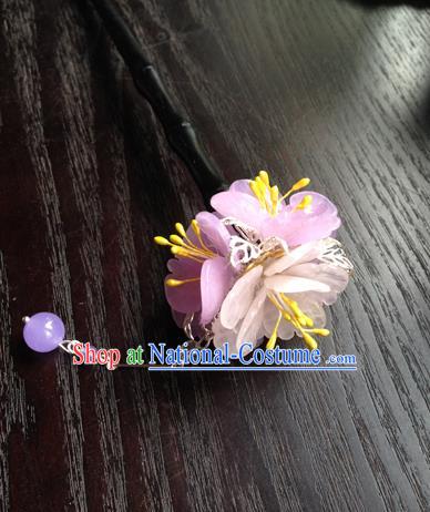 Chinese Ancient Hanfu Tassel Handmade Pink Flowers Hairpins Hair Accessories Hair Clip for Women