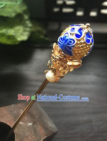 Chinese Ancient Hanfu Handmade Blueing Hairpins Hair Accessories Tassel Hair Clip for Women