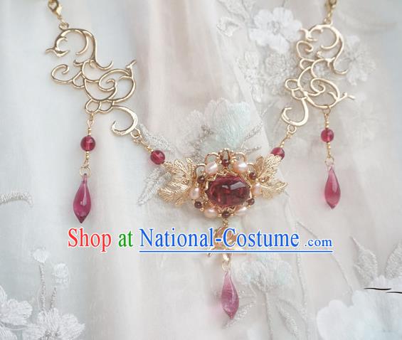 Chinese Handmade Ancient Palace Necklace Accessories Hanfu Crystal Necklet for Women