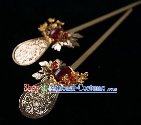 Chinese Ancient Handmade Fine Copper Hanfu Hairpins Hair Accessories for Women