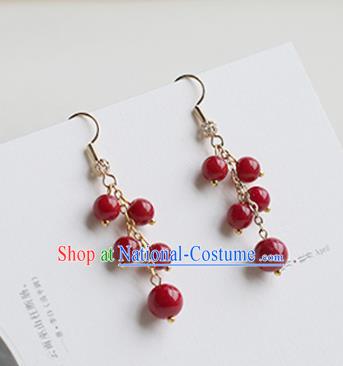 Chinese Handmade Ancient Jewelry Accessories Hanfu Ormosia Tassel Earrings for Women