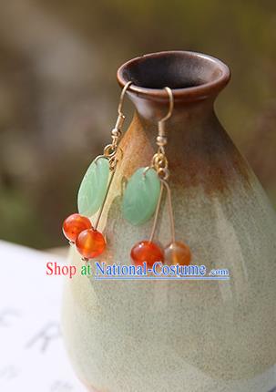 Chinese Handmade Ancient Jewelry Accessories Eardrop Hanfu Leaf Earrings for Women