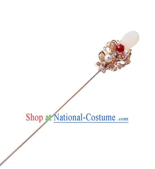 Chinese Ancient Handmade Hanfu Red Bead Hair Clip Hairpins Hair Accessories for Women