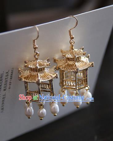 Chinese Handmade Ancient Jewelry Accessories Eardrop Hanfu Pearls Tassel Earrings for Women