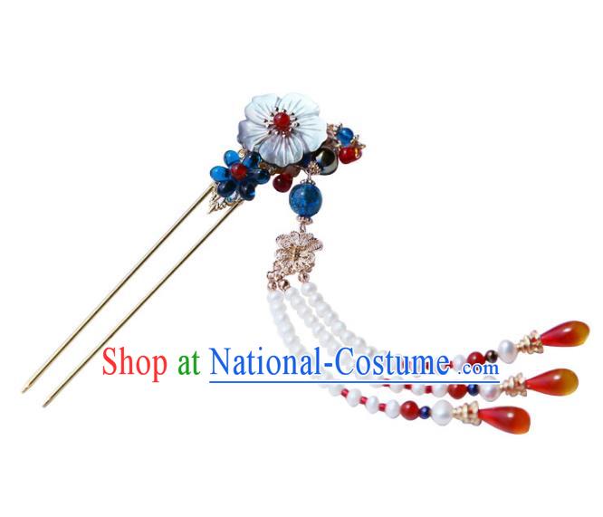 Chinese Ancient Handmade Hanfu Bead Tassel Step Shake Hairpins Hair Accessories for Women