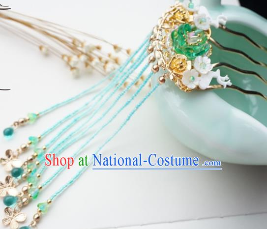 Chinese Ancient Handmade Hanfu Tassel Hair Comb Hairpins Step Shake Hair Accessories for Women