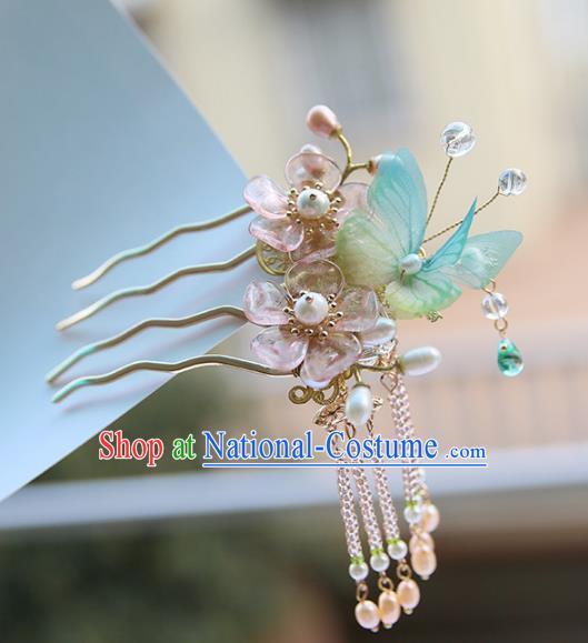 Chinese Ancient Handmade Hanfu Hairpins Palace Lady Butterfly Hair Comb Hair Accessories for Women