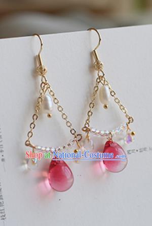 Chinese Handmade Ancient Jewelry Accessories Pearls Eardrop Hanfu Earrings for Women