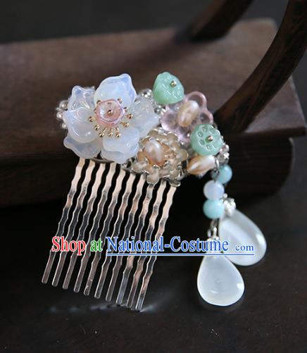 Chinese Ancient Handmade Hanfu Hairpins Palace Lady Lotus Hair Comb Hair Accessories for Women