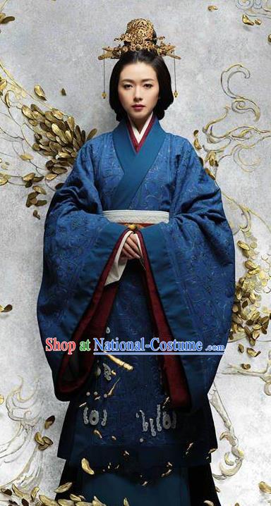 Chinese Ancient Han Dynasty Emperor Xian Empress Fu Shou Hanfu Dress Replica Costume for Women