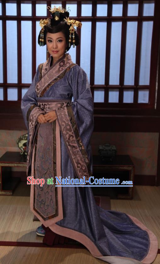 Chinese Spring and Autumn Period Empress Dowager Hanfu Dress Ancient Queen Mother Replica Costume for Women