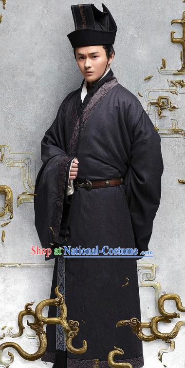 Chinese Ancient Eastern Han Dynasty Minister Zhao Yan Historical Costume for Men