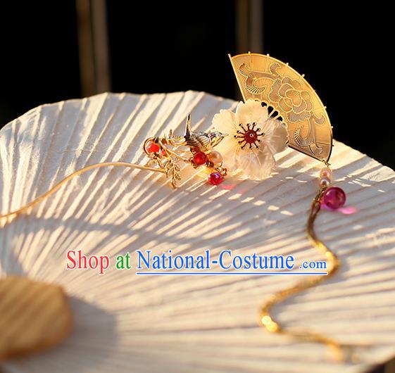 Chinese Ancient Hanfu Handmade Hairpins Tassel Step Shake Hair Accessories for Women