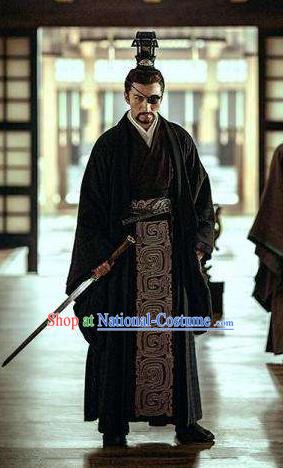 Ancient Chinese Three Kingdoms Period Wei State Swordsman Litterateur Ding Yi Historical Costume for Men