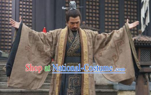 Ancient Chinese Qin Dynasty Emperor Hu Gai Historical Costume for Men