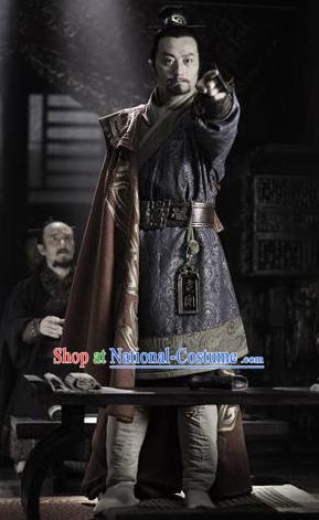 Traditional Chinese Ancient King of Western Chu State Xiang Yu Historical Costume for Men