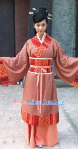 Chinese Ancient Han Dynasty Imperial Concubine Hanfu Dress Embroidered Replica Costume for Women