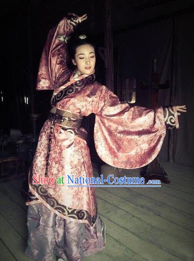 Chinese Ancient Han Dynasty Imperial Concubine Ji Hanfu Dress Embroidered Replica Costume for Women