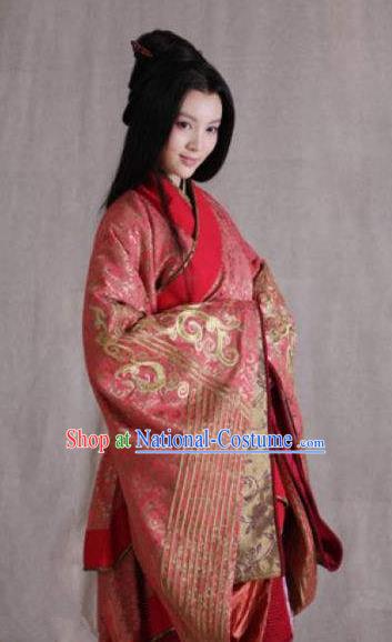 Chinese Ancient Western Chu Imperial Concubine Yuji Hanfu Dress Embroidered Replica Costume for Women