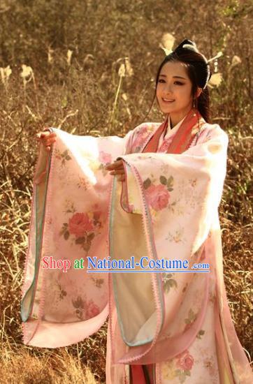 Chinese Ancient Three Kingdoms Period Wei State Imperial Concubine Zhen Mi Hanfu Dress Replica Costume for Women