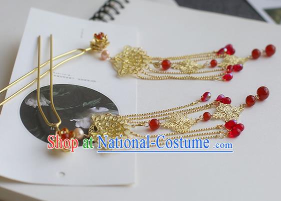 Chinese Ancient Hanfu Handmade Hairpins Tassel Step Shake Hair Accessories for Women