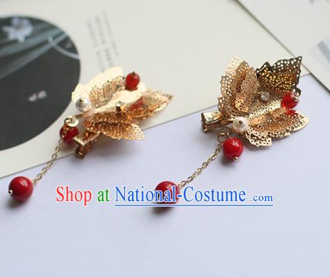 Chinese Ancient Hanfu Handmade Hairpins Golden Hair Stick Hair Accessories for Women