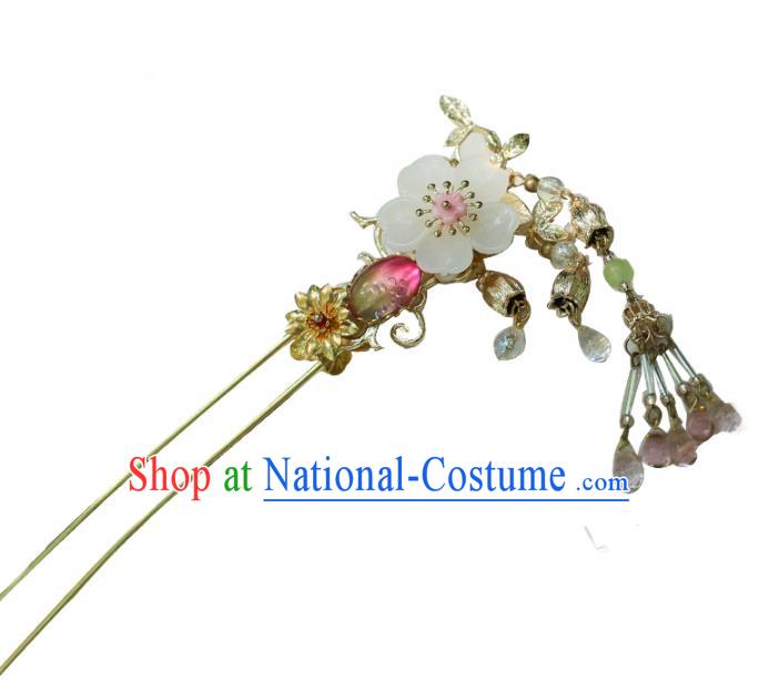 Chinese Ancient Hanfu Handmade Hairpins Flowers Tassel Hair Clip Hair Accessories for Women