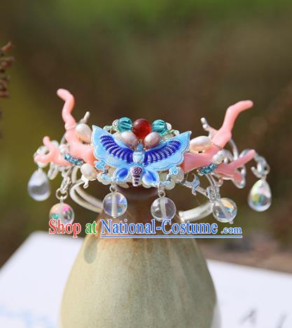 Chinese Ancient Hanfu Handmade Hairpins Butterfly Hair Crown Hair Accessories for Women