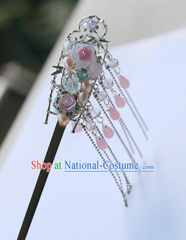 Chinese Ancient Hanfu Handmade Hairpins Pearls Hair Clips Tassel Shake Hair Accessories for Women